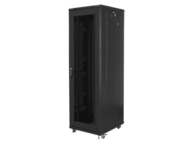 Шкаф за техника - Rack Lanberg rack cabinet 19" free-standing 42U-600x800 (flat pack) with mesh door blackна ниска цена с бърза доставка - BestPC.BG