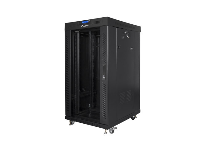 Шкаф за техника - Rack Lanberg rack cabinet 19" free-standing 22U-800x800 (flat pack) with glass door lcd black v2на ниска цена с бърза доставка - BestPC.BG