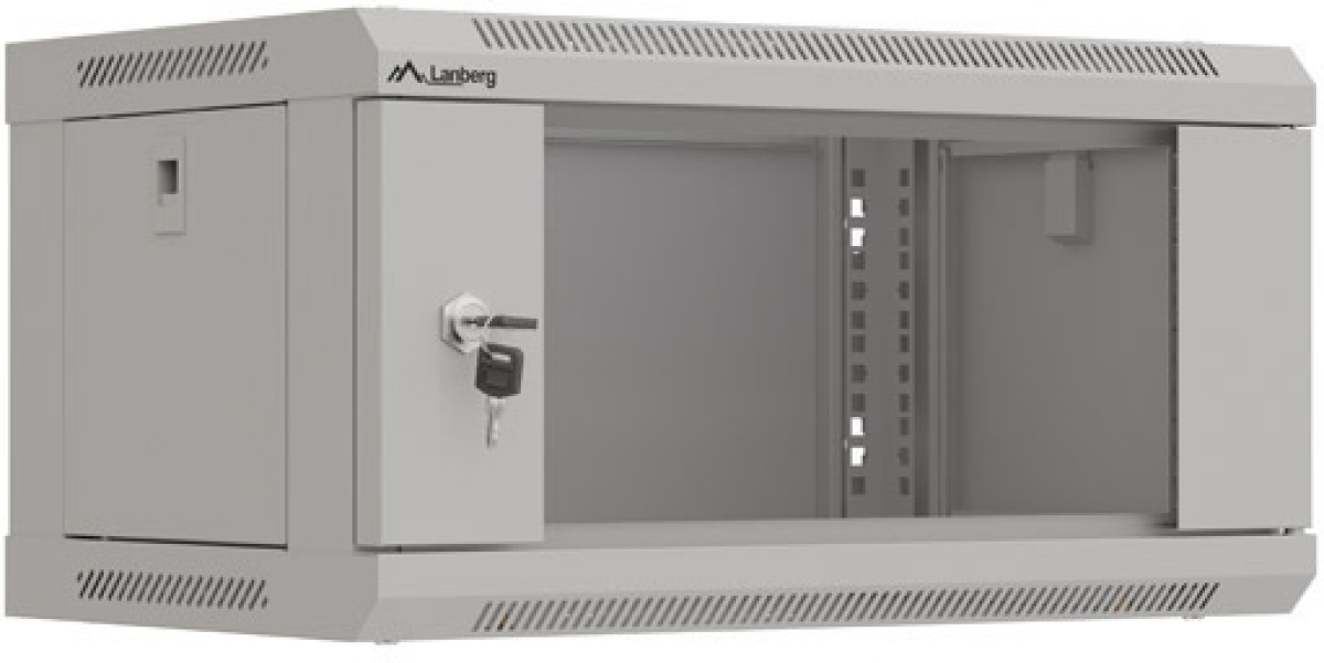 Шкаф за техника - Rack Lanberg rack cabinet 19" wall-mount 4U-540x350 (flat pack) with glass door greyна ниска цена с бърза доставка - BestPC.BG