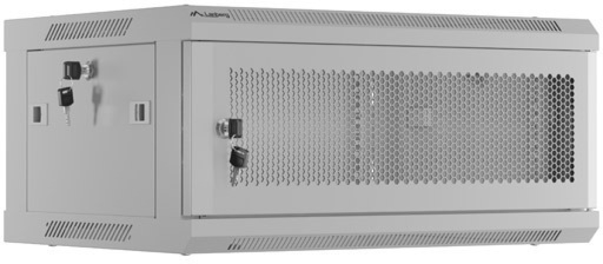 Шкаф за техника - Rack Lanberg rack cabinet 19" wall-mount 4U-600x450 with perforated door grey (flat pack)на ниска цена с бърза доставка - BestPC.BG