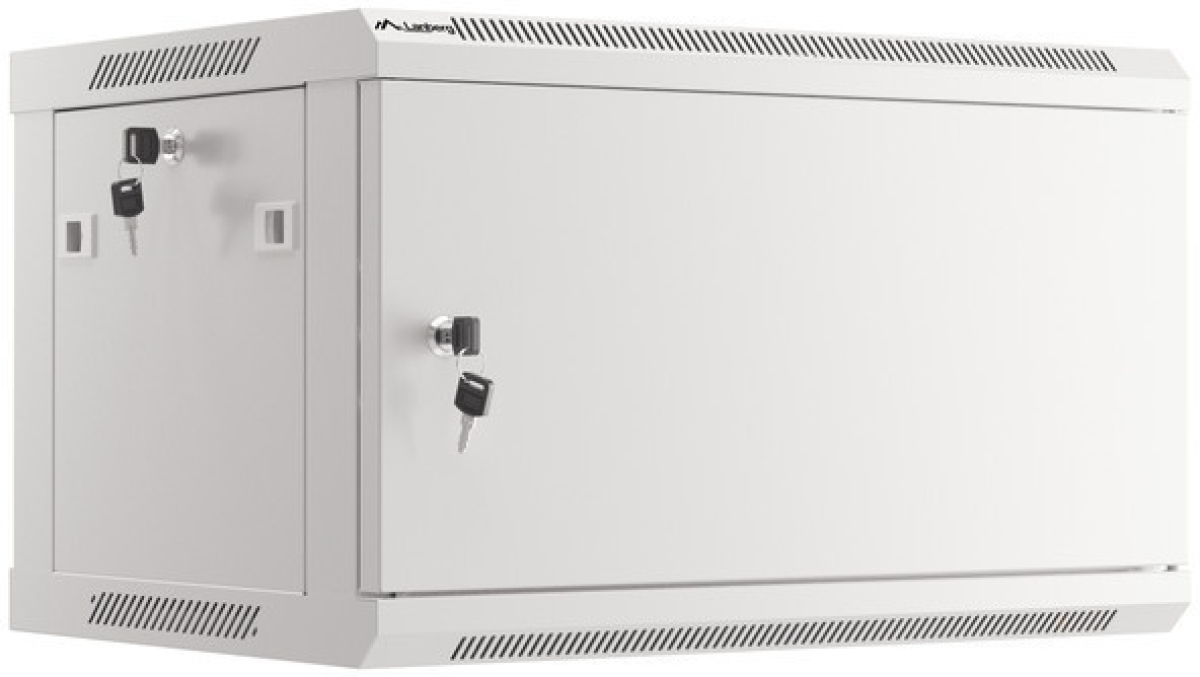 Шкаф за техника - Rack Lanberg rack cabinet 19" wall-mount 6U-600x450 for self-assembly with metal door grey (flat pack)на ниска цена с бърза доставка - BestPC.BG