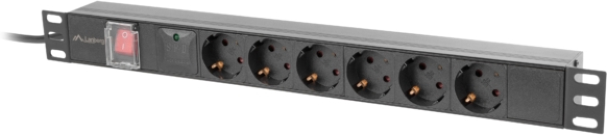 Контакт за шкаф Lanberg power distribution unit (pdu) 19" 1U 16a 2m 6x schuko outlets blackна ниска цена с бърза доставка - BestPC.BG
