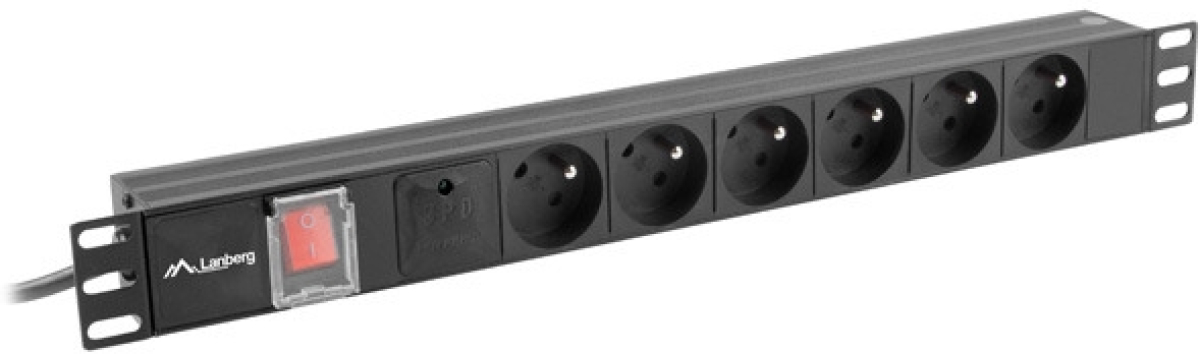 Контакт за шкаф Lanberg power distribution unit (pdu) 19" 1U 16a 6x french outlets 2m blackна ниска цена с бърза доставка - BestPC.BG