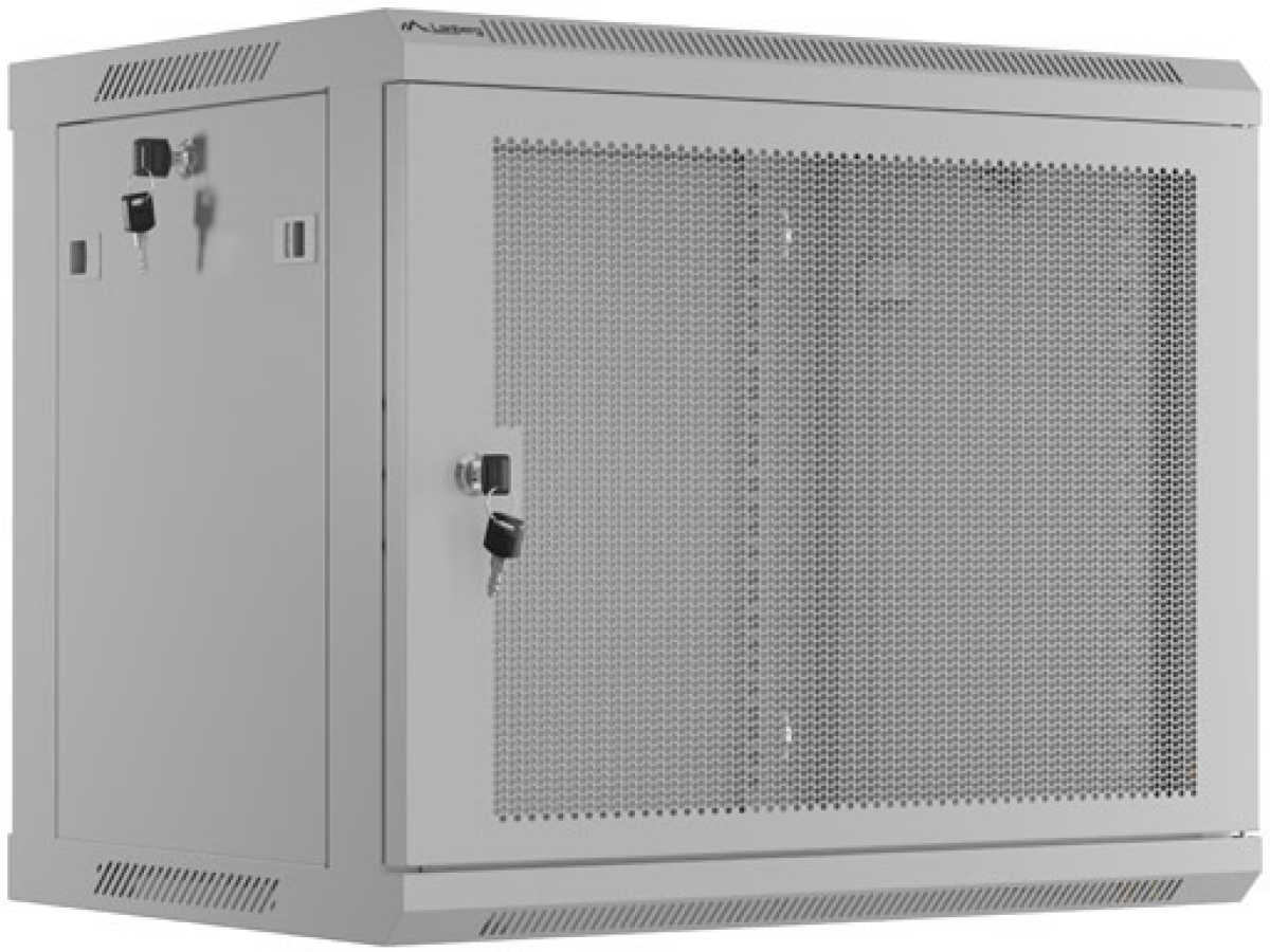 Шкаф за техника - Rack Lanberg rack cabinet 19" wall-mount 9U-600x450 with perforated door grey (flat pack)на ниска цена с бърза доставка - BestPC.BG