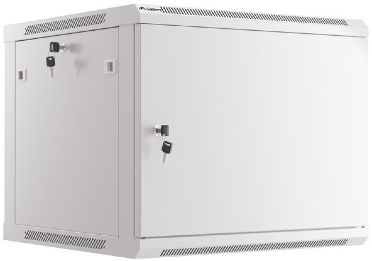 Шкаф за техника - Rack Lanberg rack cabinet 19" wall-mount 9U-600x600 for self-assembly with metal door grey (flat pack)на ниска цена с бърза доставка - BestPC.BG