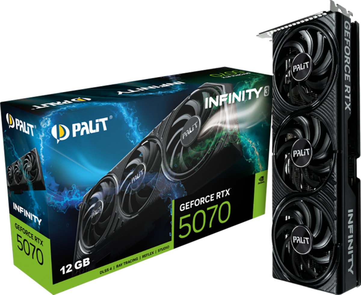 Видеокарта PALIT GeForce RTX 5070 Infinity 3 12GB GDDR7 192 bit, 1x HDMI 2.1b, 3x DP 2.1b, 3 Fanна ниска цена с бърза доставка - BestPC.BG