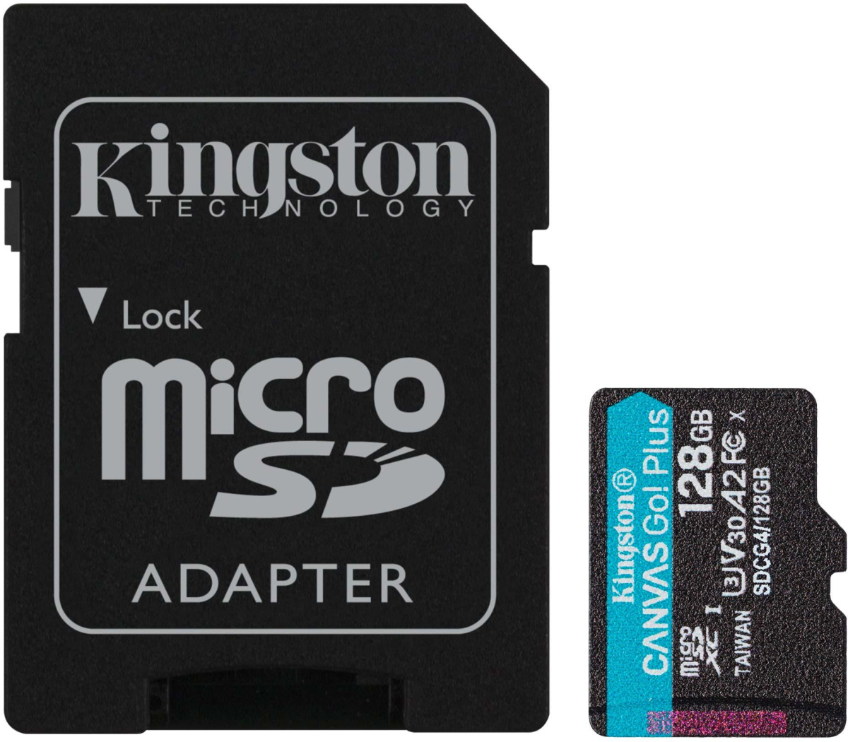 Kingston Canvas Go! Плюс Gen4 microSDXC - 128 GB, 200 MB/s., Card + Adapterна ниска цена с бърза доставка - BestPC.BG