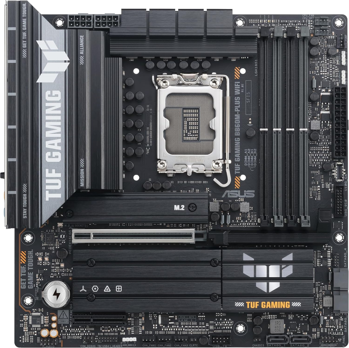 Дънна платка ASUS TUF GAMING B860M-PLUS WIFI - LGA1851, 4 x DIMM слота, Максимален капацитет на паметта 256 GB, DDR5, mATXна ниска цена с бърза доставка - BestPC.BG