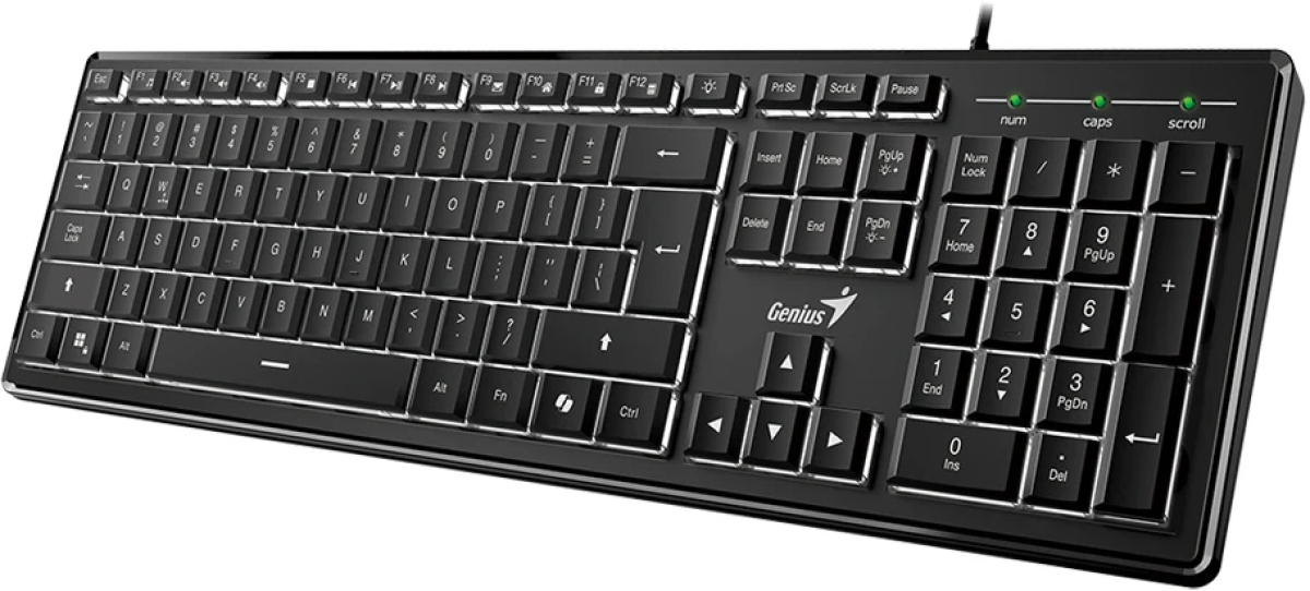 Genius клавиатура кирилизирана Keyboard SlimStar 820 Black - AI, Illuminated, Slim, BG, USB, Чернана ниска цена с бърза доставка - BestPC.BG