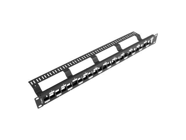Пач панел Lanberg patch panel blank 24 port 1U staggered with organizer for keystone modules, blackна ниска цена с бърза доставка - BestPC.BG