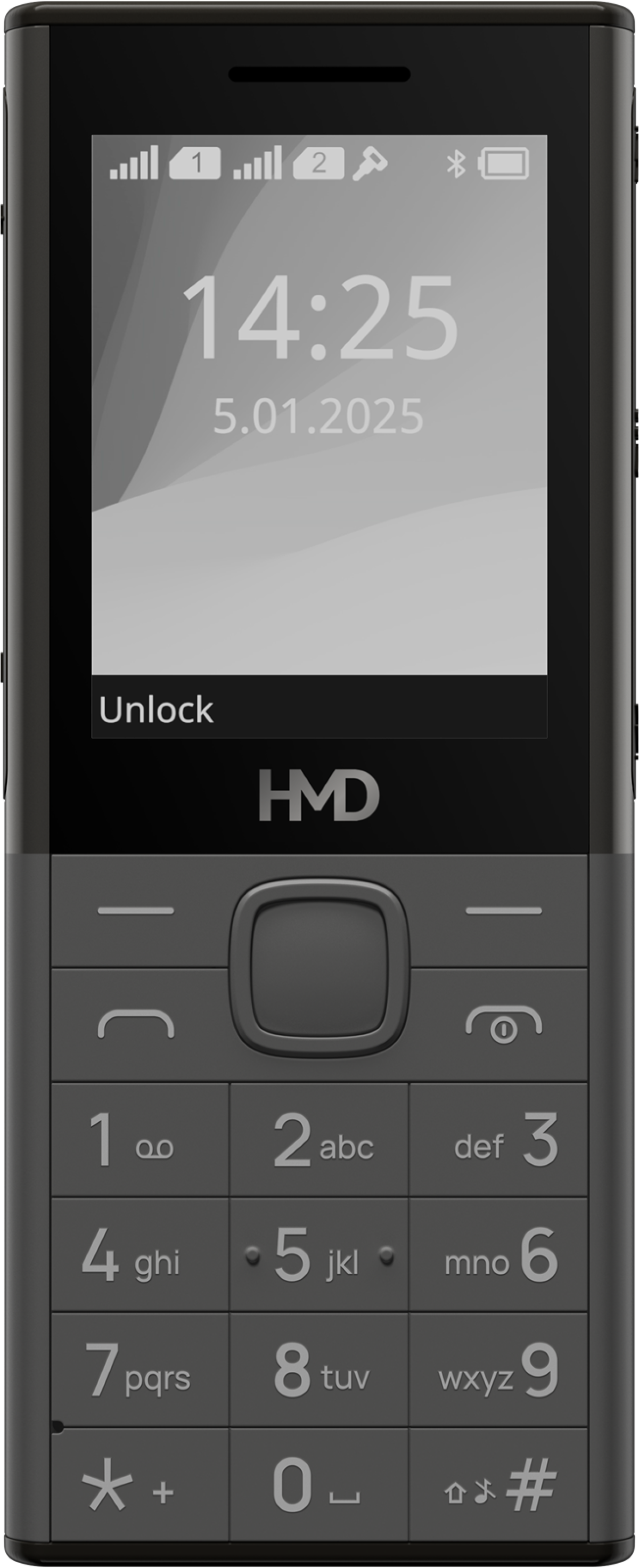 Смартфон HMD 150 Music - 2.4" QVGA, 8 MB RAM, MicroSD карта до 32 GB, 2500 mAh, Bluetooth 5.0, USB Type-C, Тъмно сивна ниска цена с бърза доставка - BestPC.BG