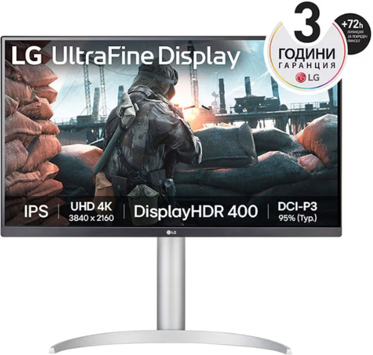 Монитор LG 27UP650P-W, 27" UHD 4K IPS AG, 400 cd-m2, 3840x216, HDMI, DisplayPort, FreeSync, Headphone out, , HDMI, DisplayPort,на ниска цена с бърза доставка - BestPC.BG