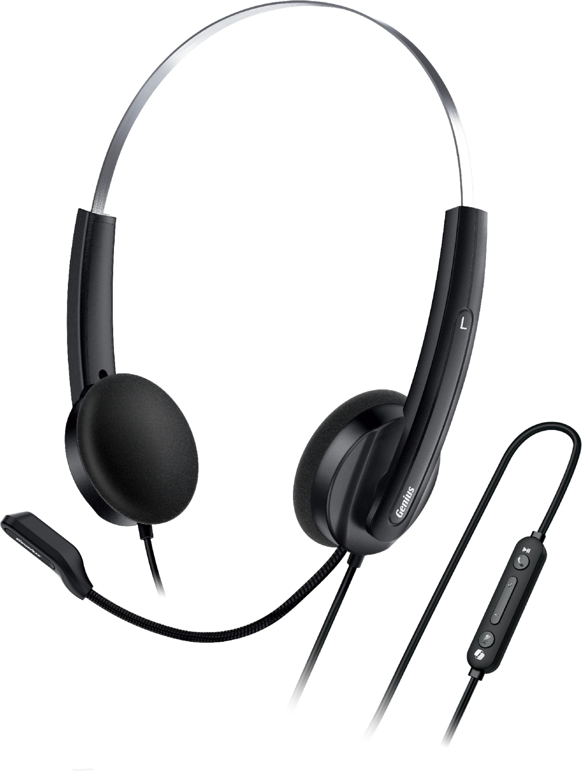 Genius слушалки с микрофон Headset HS-220U - AI, USB-C, Mic, Чернина ниска цена с бърза доставка - BestPC.BG