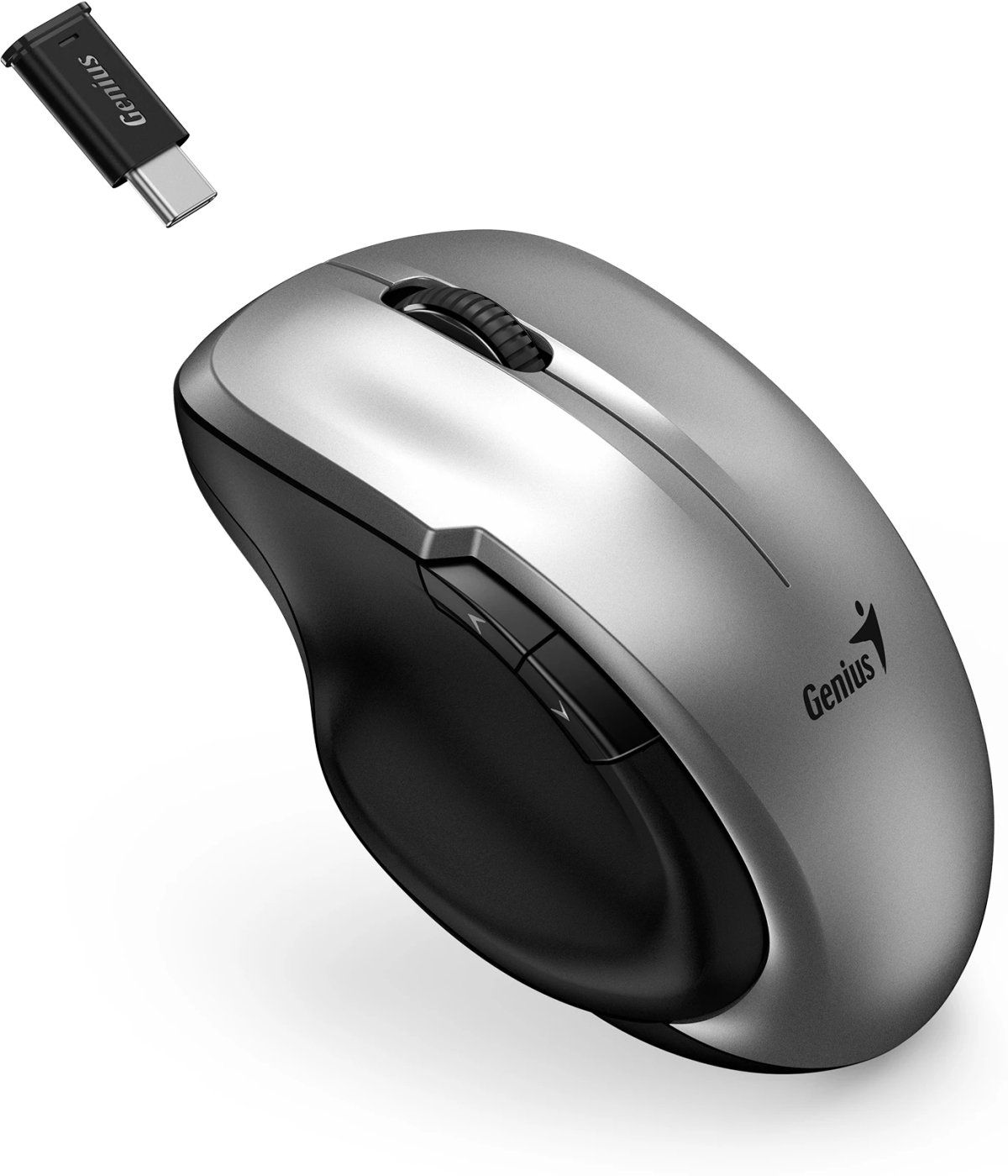 Genius безжина безшумна мишка Mouse Wireless Silent - Ergo 8200S Silver - Silent, 2.4GHz, USB-C receiverна ниска цена с бърза доставка - BestPC.BG