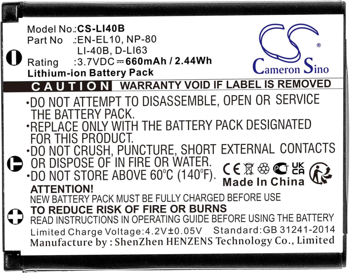 Аксесоар за фотоапарат OLYMPUS LI-40B/ LI-42B Li-Ion - Батерия за апарат, 3.7 V, 660 MAH, Cameron Sino; CS-LI40Bна ниска цена с бърза доставка - BestPC.BG
