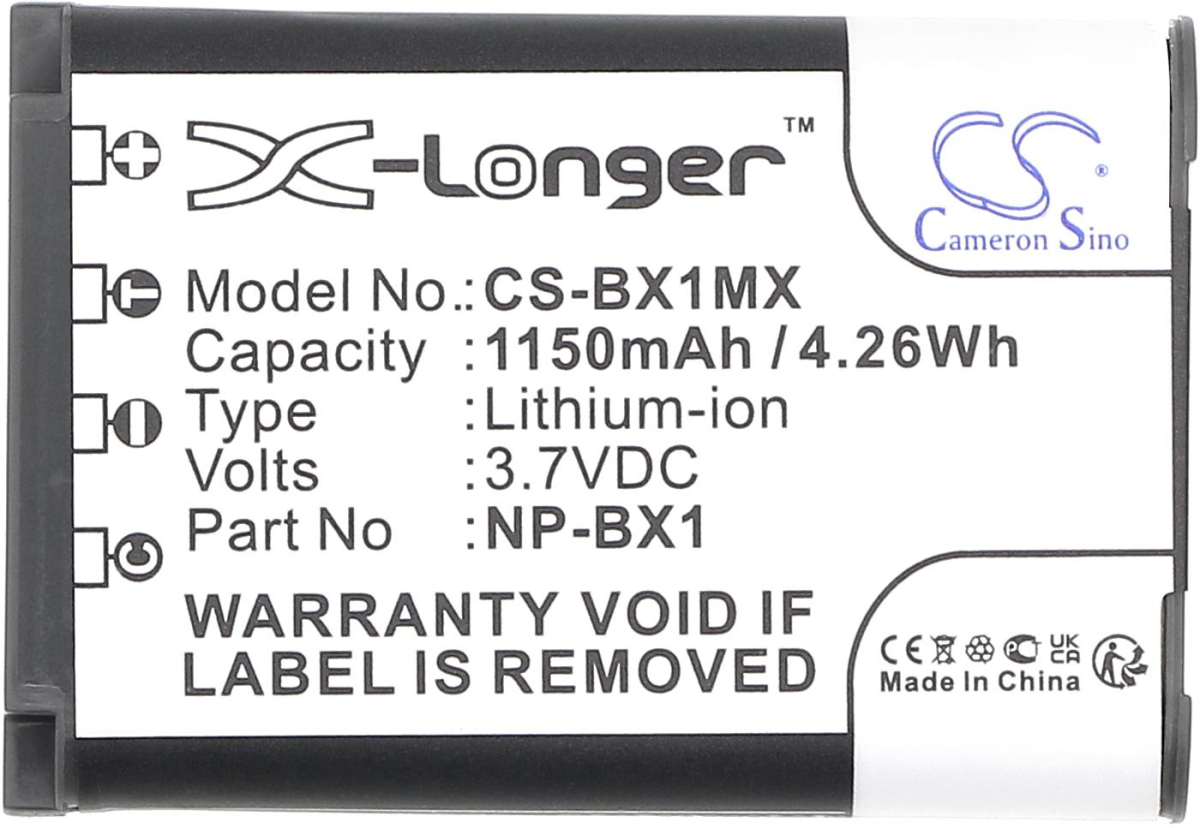 Аксесоар за фотоапарат SONY NP-BX1 LiIon - Батерия за фотоапарат, 3.7 V, 1150 mAh Cameron Sino; CS-BX1MXна ниска цена с бърза доставка - BestPC.BG