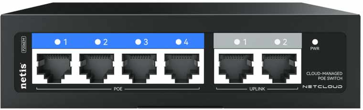 Комутатор/Суич Netis P206EM, 6 Ports Cloud-Managed PoE суич, 4 PoE + 2 Uplinkна ниска цена с бърза доставка - BestPC.BG