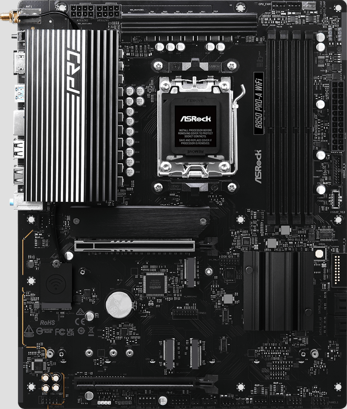 Дънна платка ASROCK B850 Pro-A WiFi - AM5, 4 x DDR5 DIMM слота, Максимален капацитет на системната памет до 256 GB, ATXна ниска цена с бърза доставка - BestPC.BG