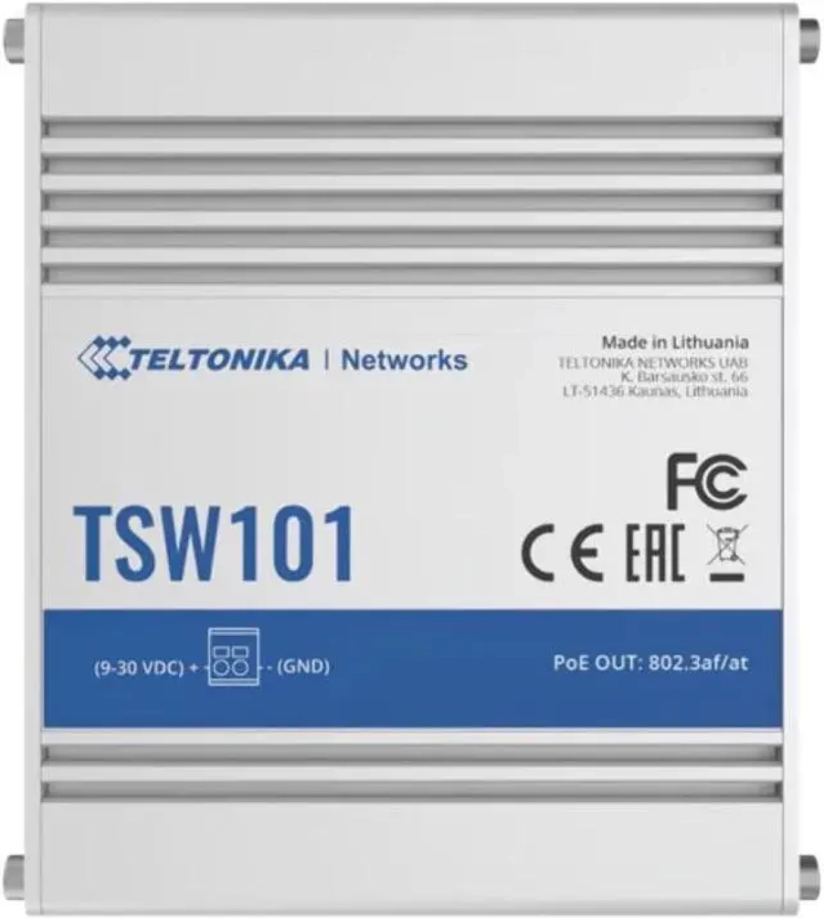 Комутатор/Суич Teltonika TSW101, 5 x 10/100/1000, PoE+, DC, монтаж на DIN шина, монтаж на стенана ниска цена с бърза доставка - BestPC.BG