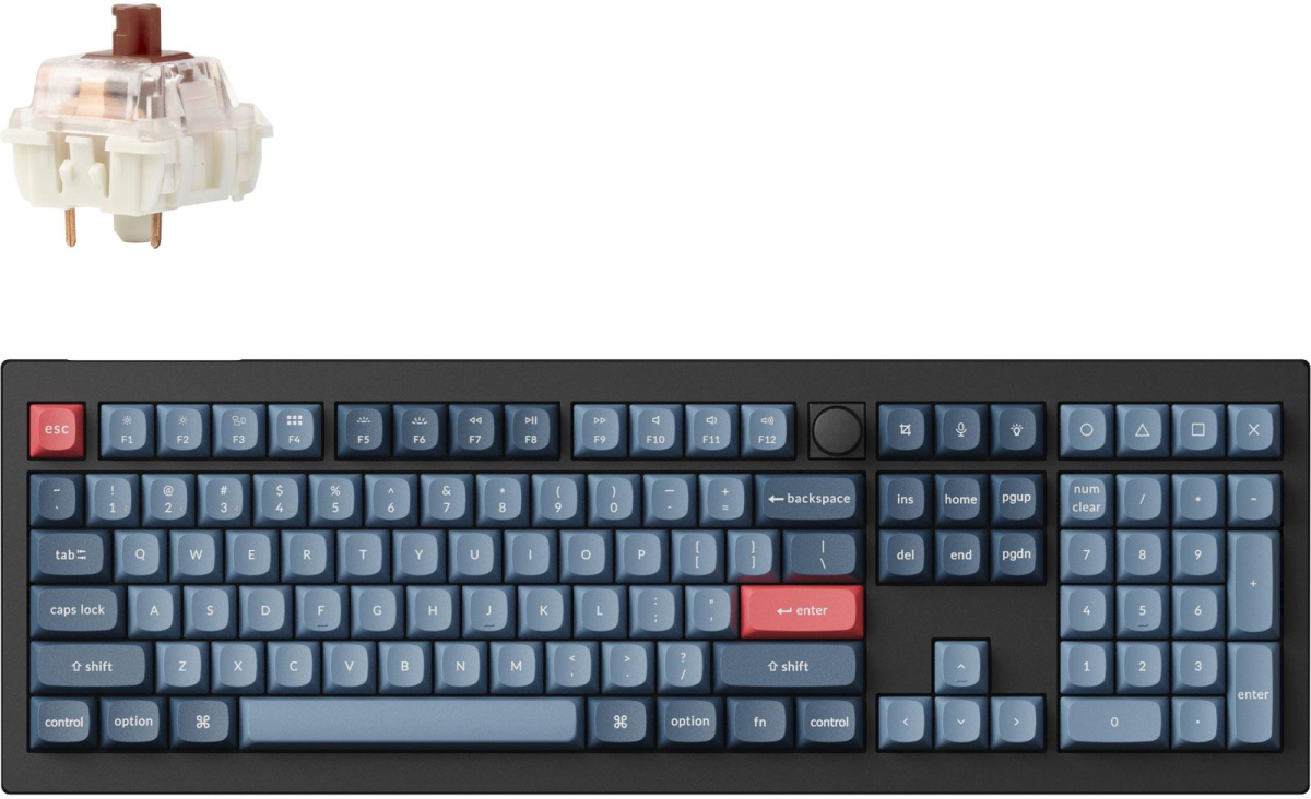 Геймърска Механична клавиатура Keychron V6 MAX QMK Carbon Black - Wireless, Full-Size, Черна/Синяна ниска цена с бърза доставка - BestPC.BG