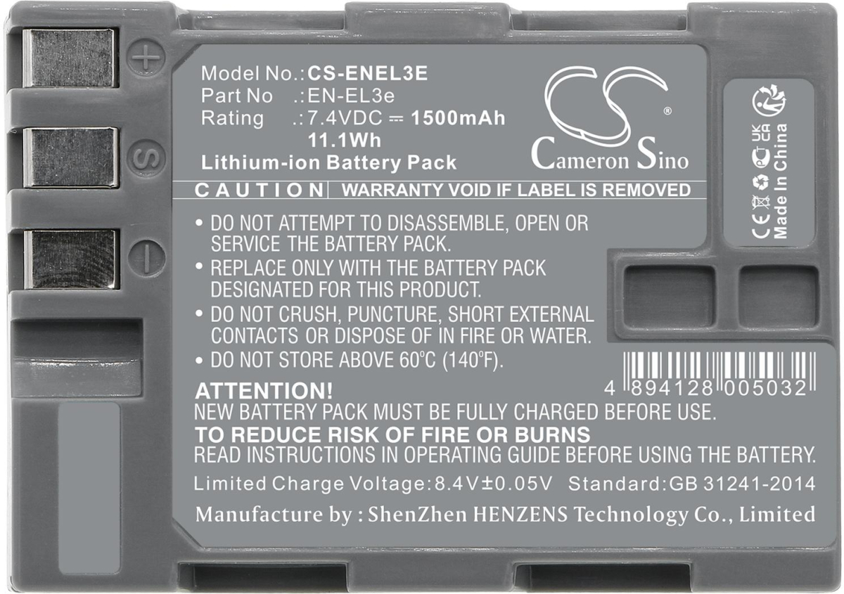 Продукт Батерия за апарат NIKON EN-EL3E  Li-Ion 7.4V 1500mAh Cameron Sinoна ниска цена с бърза доставка - BestPC.BG