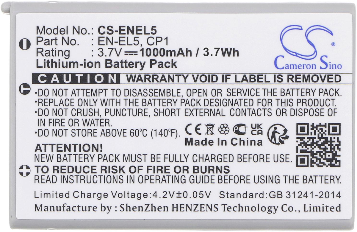 Аксесоар за фотоапарат Батерия за апарат NIKON EN-EL5 Li-Ion 3.7V 1000mAh Cameron Sinoна ниска цена с бърза доставка - BestPC.BG