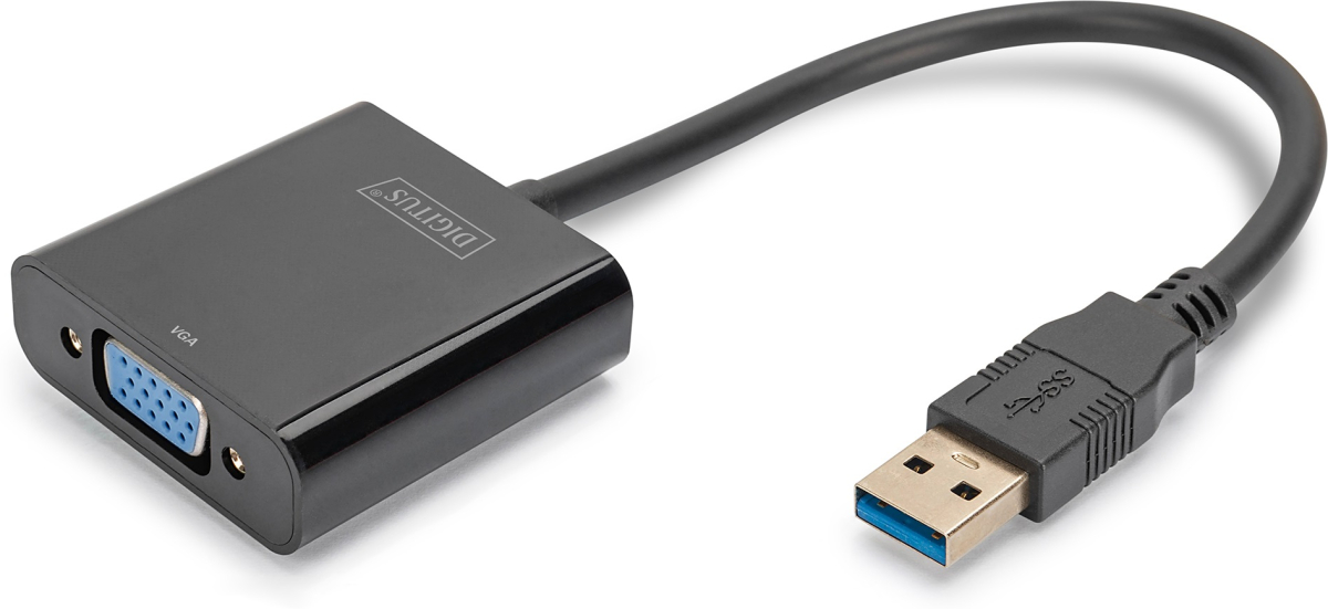 Кабел/адаптер DIGITUS DA-70840 :: Конвертор USB 3.2 към VGA, FullHD 1080p, черенна ниска цена с бърза доставка - BestPC.BG