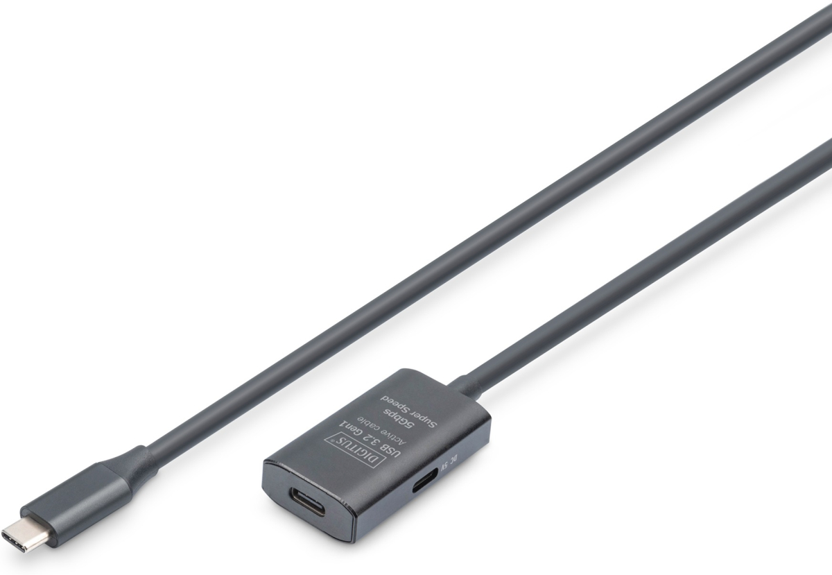 DIGITUS DA-73108 :: USB 3.2 Type C активен удължителен кабел, M-F, черен, 5.0 мна ниска цена с бърза доставка - BestPC.BG