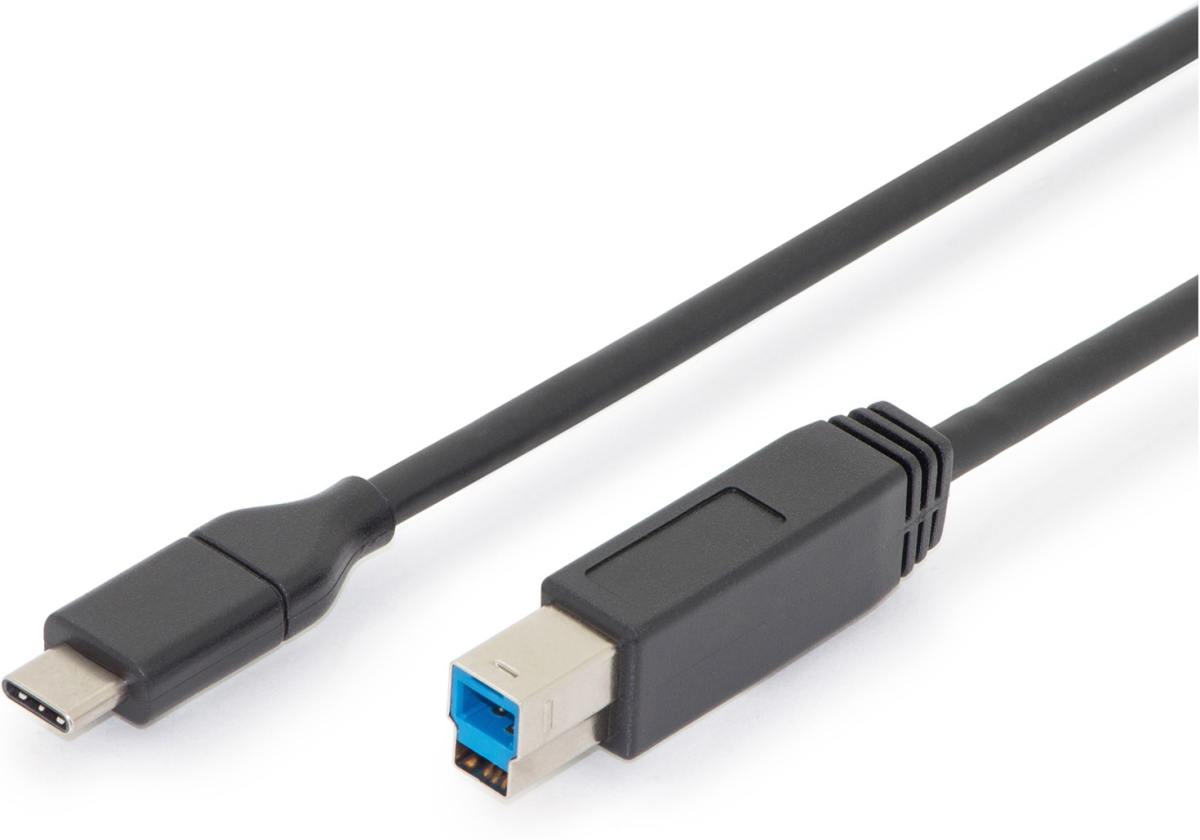DIGITUS AK-300149-010-S :: Кабел Type C към USB-B, USB 3.0-3.1 Gen2, 3A, 10Gbit-s, черен, 1.0 мна ниска цена с бърза доставка - BestPC.BG
