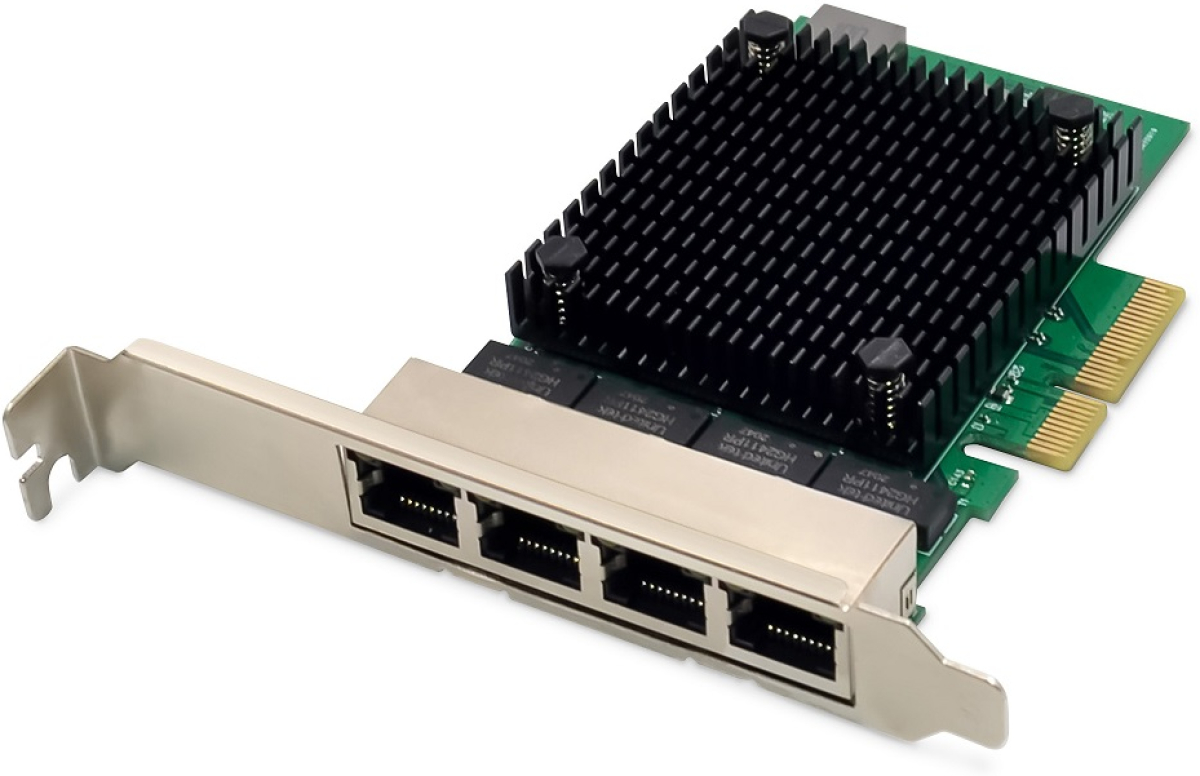 Мрежова LAN карта/адаптер DIGITUS DN-10136, PCIe x4, 4x 2.5 Gigabit Ethernet, Realtek chipset, Low Profileна ниска цена с бърза доставка - BestPC.BG