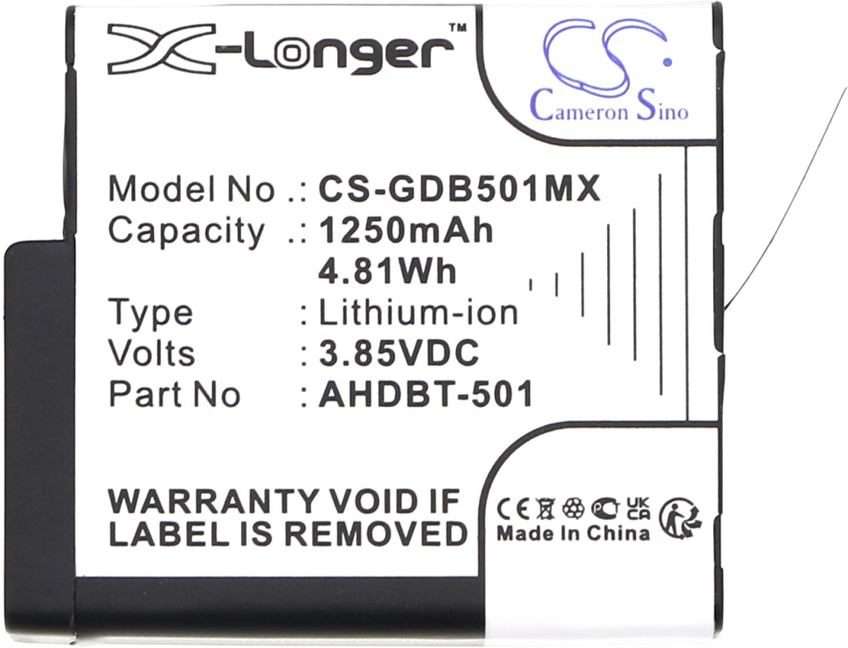 Аксесоар за фотоапарат Cameron Sino - Съвместим с GOPRO Hero 5, Hero 6, Hero 7, Hero 8 AHDBT-501, 1250 mAh, 3.85 V; CS-GDB501MXна ниска цена с бърза доставка - BestPC.BG
