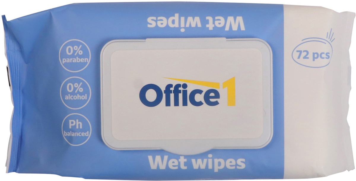 Почистващ продукт Office 1 Мокри кърпи, с капак, 72 брояна ниска цена с бърза доставка - BestPC.BG