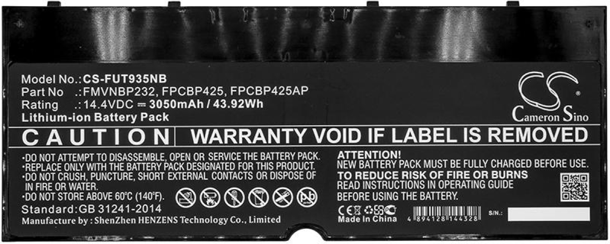 Батерия за лаптоп FUJITSU CS-FUT935NB LifeBook T935 U745 FMVNBP232 LiIon 14,4V 3050mAh CAMERON SINOна ниска цена с бърза доставка - BestPC.BG