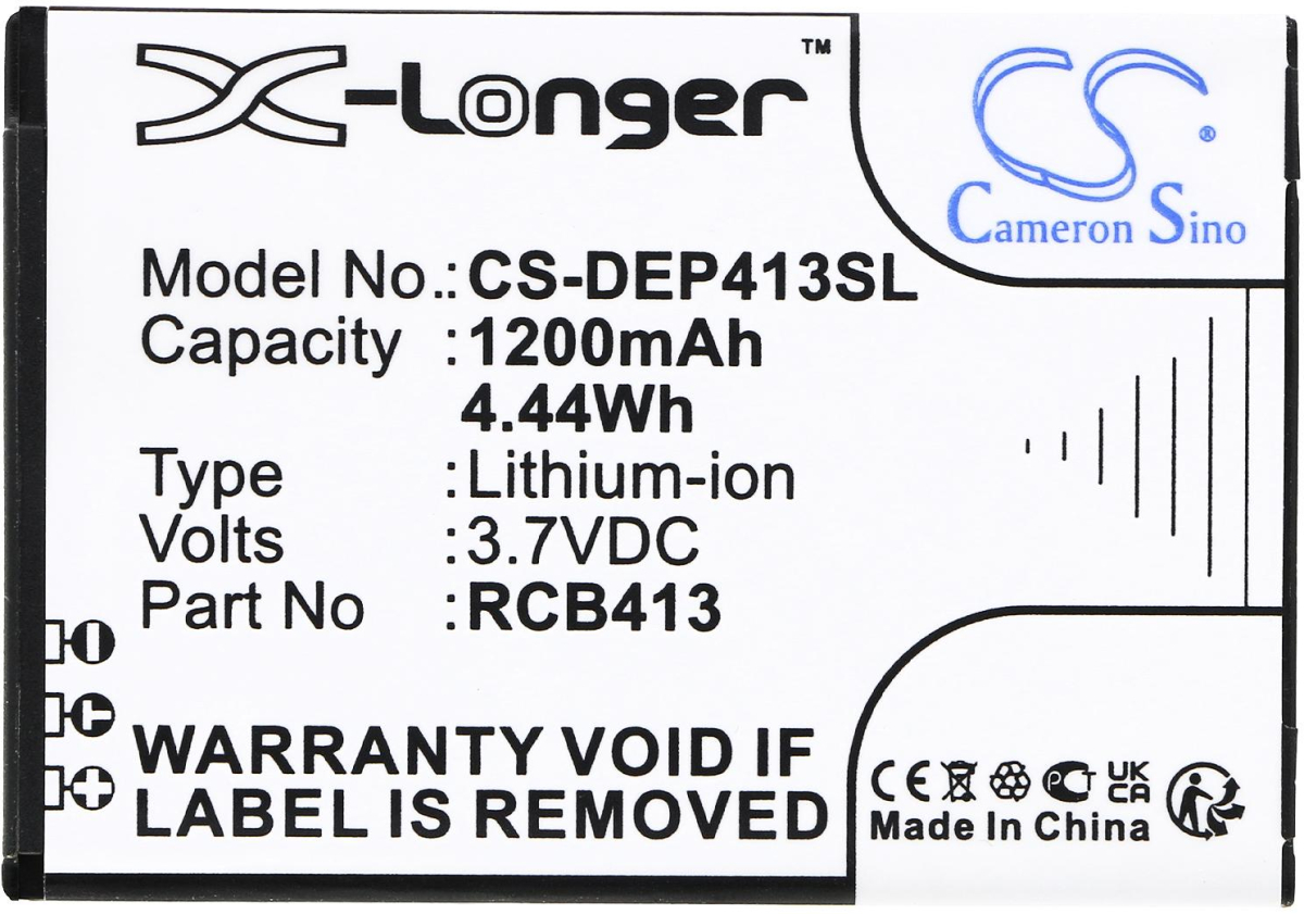 Батерия за смартфон CAMERON SINO - Съвместим с DORO Primo 406, Primo 413, Primo 414 RCB01P01 LiIon, 1200 mAh, 3.7 V; CS-DEP413SLна ниска цена с бърза доставка - BestPC.BG