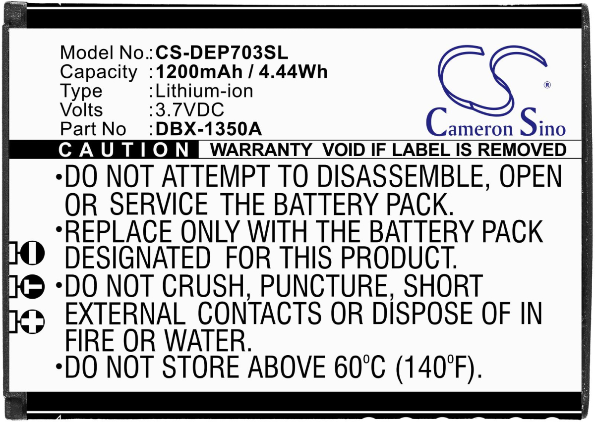 Батерия за смартфон CAMERON SINO - Съвместим с DORO 7030, 7031, 7080, DFC-0270 DBX-1350A LiIon, 1200 mAh, 3.7 V; CS-DEP703SLна ниска цена с бърза доставка - BestPC.BG