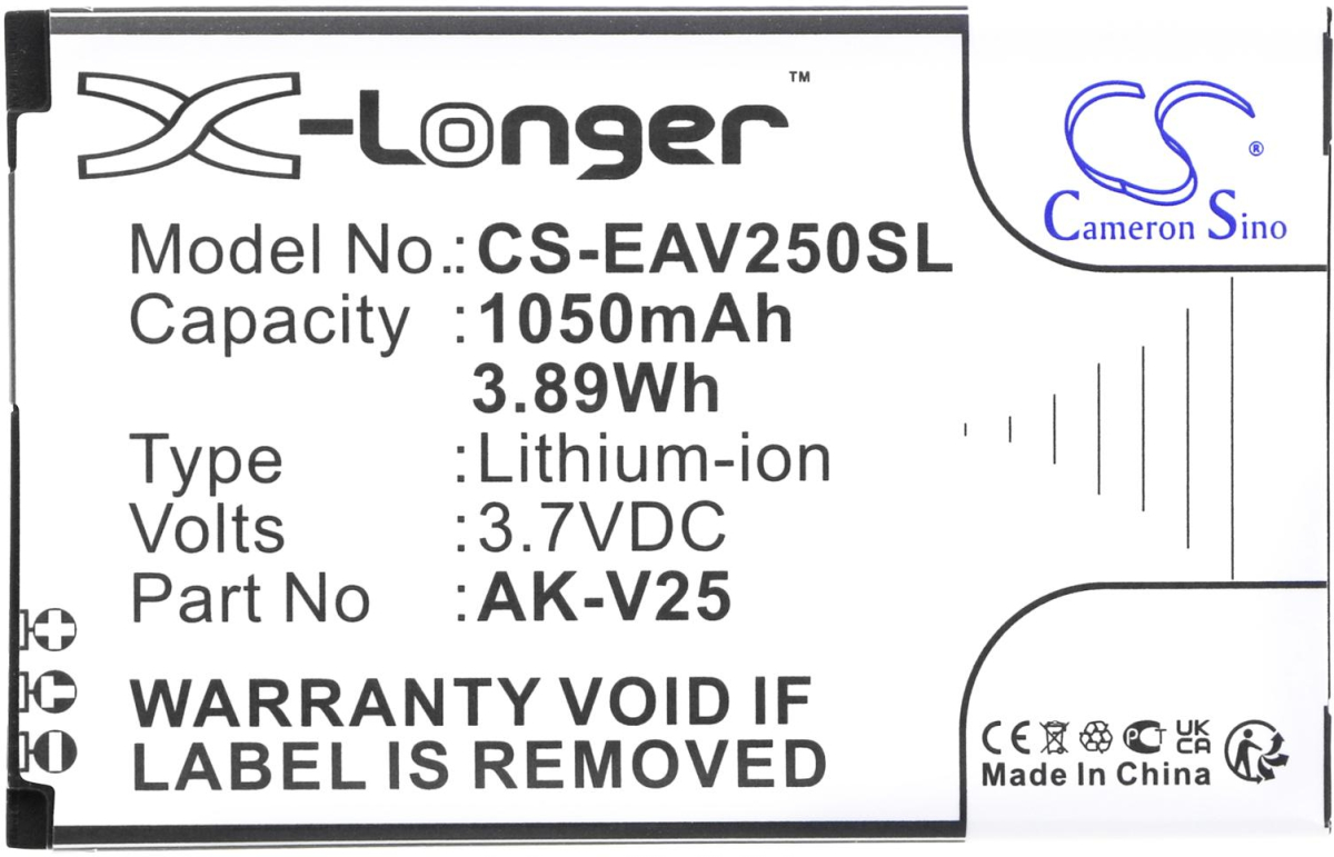 Батерия за смартфон CAMERON SINO - Съвместим с EMPORIA Active Senior, EUPHORIA, Pure, V2, V50 LiIon, 1050 mAh, 3.7 V; CS-EAV250SLна ниска цена с бърза доставка - BestPC.BG