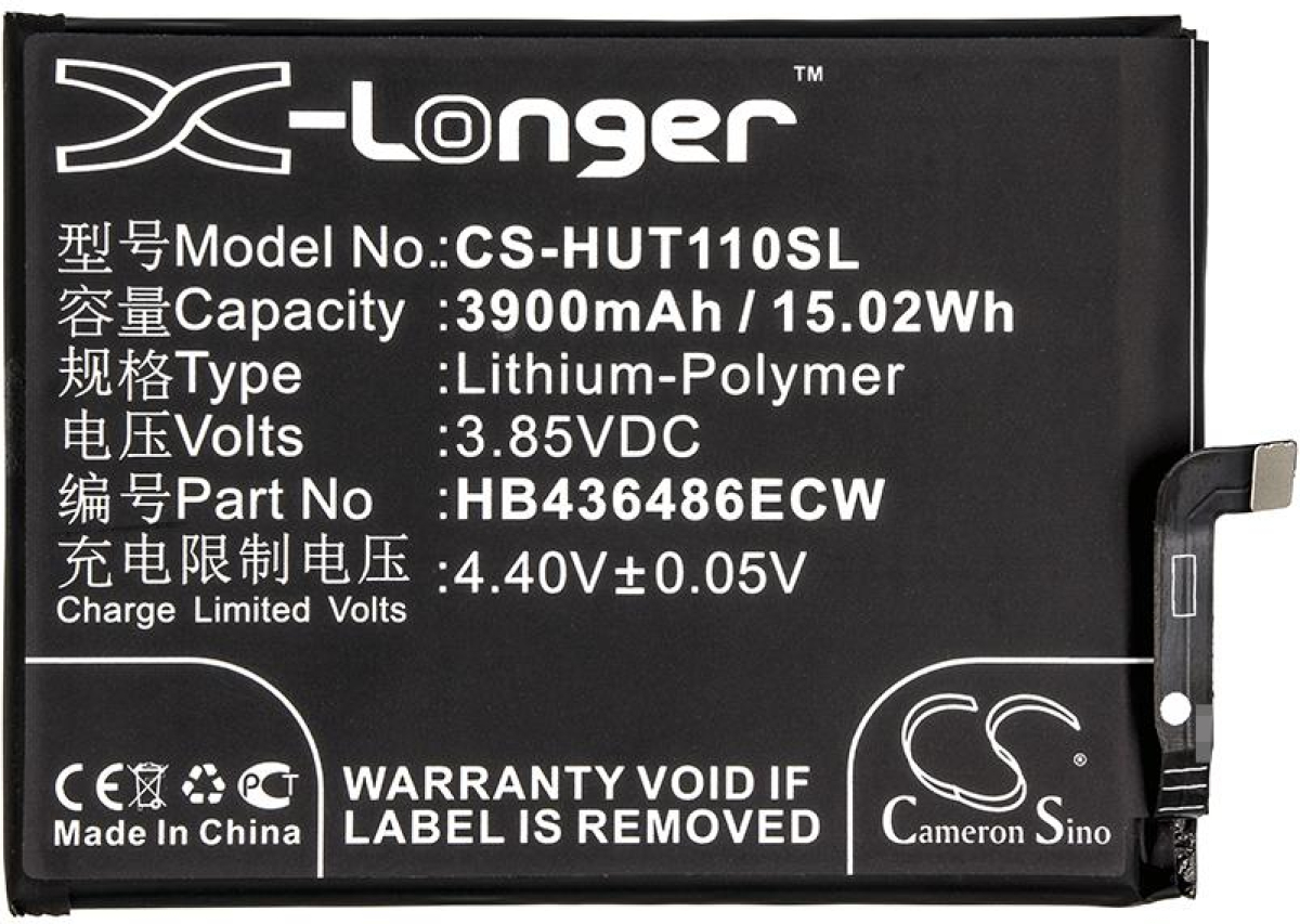 Батерия за смартфон Cameron Sino - Съвместима с Huawei BLA-AL00, CLT-L04, G10 Plus HB436486ECW LiPo, 3900 mAh, 3.85 V; CS-HUT110SLна ниска цена с бърза доставка - BestPC.BG