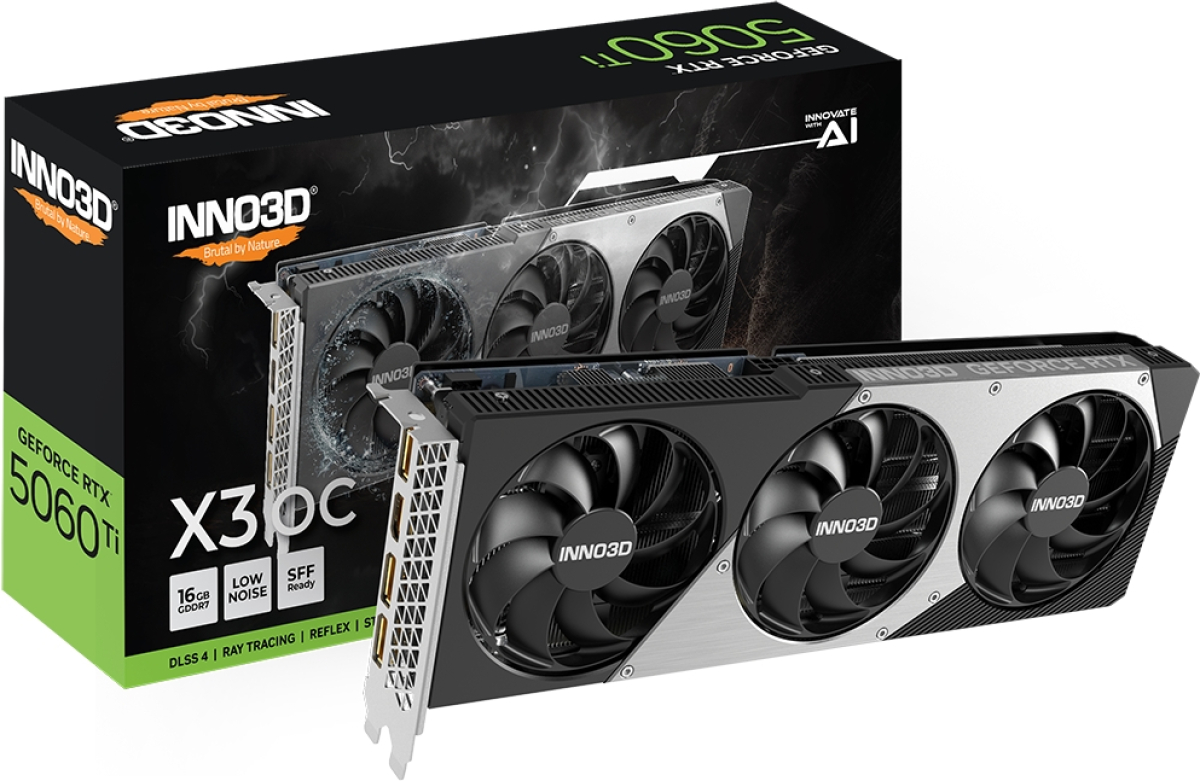 Видеокарта Inno3D GeForce RTX 5060 Ti 16GB GDDR7 X3 OCна ниска цена с бърза доставка - BestPC.BG