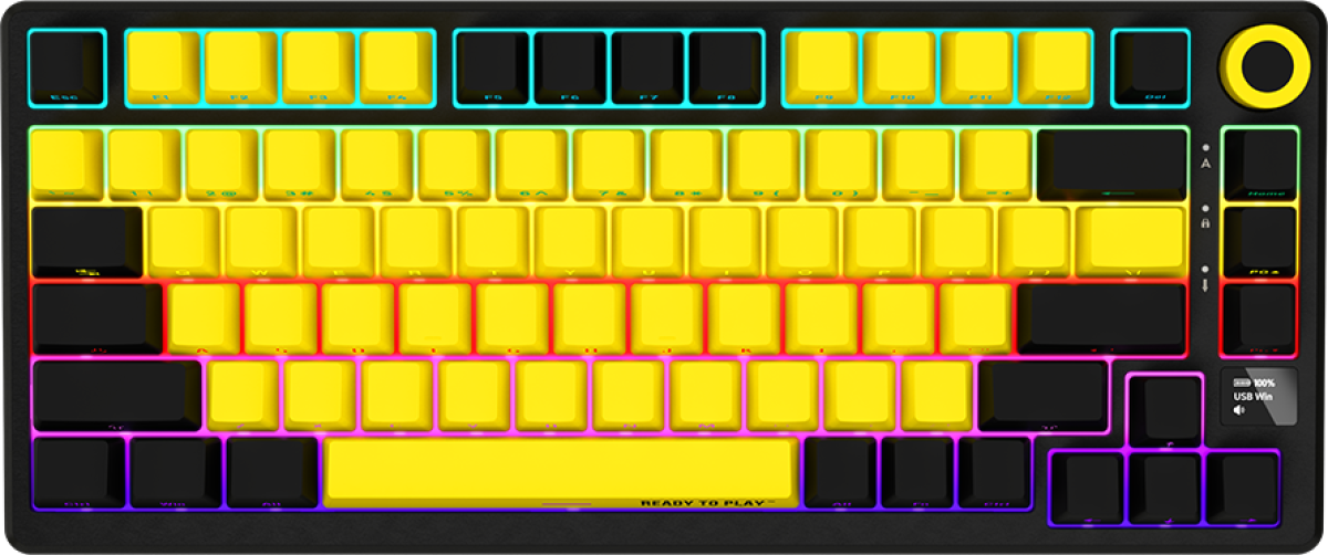 Клавиатура Геймърска LORGAR KBP7075W, Wireless 75% Mechanical Gaming Keyboard Pro, EN layout, Жълта/Чернана ниска цена с бърза доставка - BestPC.BG