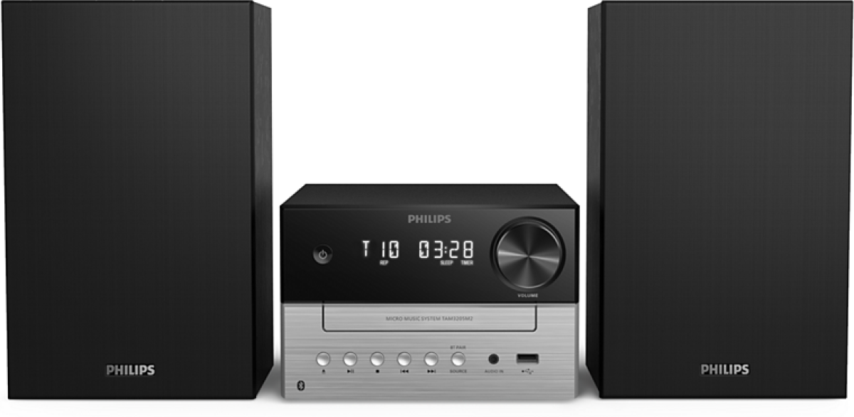 Озвучителна система PHILIP TAM3205M2/12 - Басрефлексни високоговорители, Bluetooth 5.4, 20 W, FM, CD, USB, аудио входна ниска цена с бърза доставка - BestPC.BG