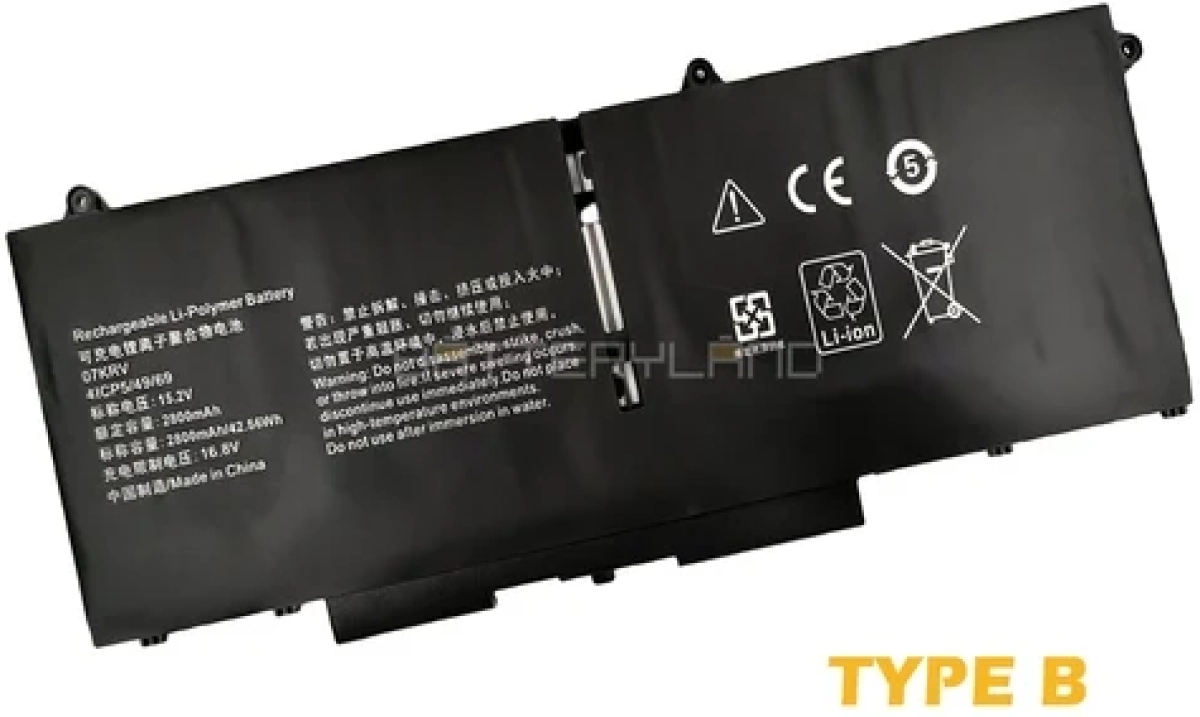 07KRV батерия за лаптоп Dell, 4 клетки, 15.2V, 43Whна ниска цена с бърза доставка - BestPC.BG