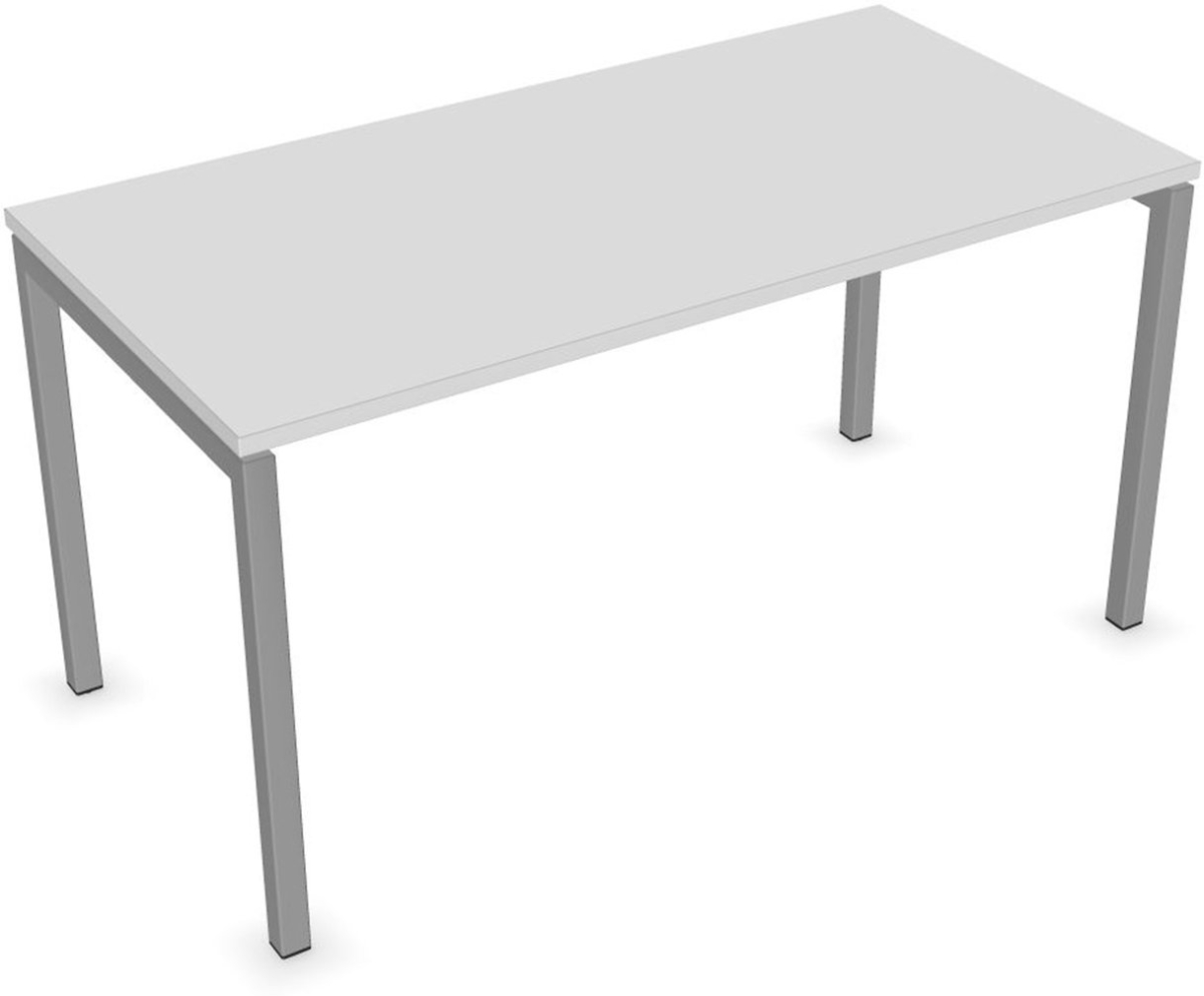 Бюро Narbutas Nova U, 1400 x 700 x 740 mm, бял меламин, сив метал, крак тип Uна ниска цена с бърза доставка - BestPC.BG