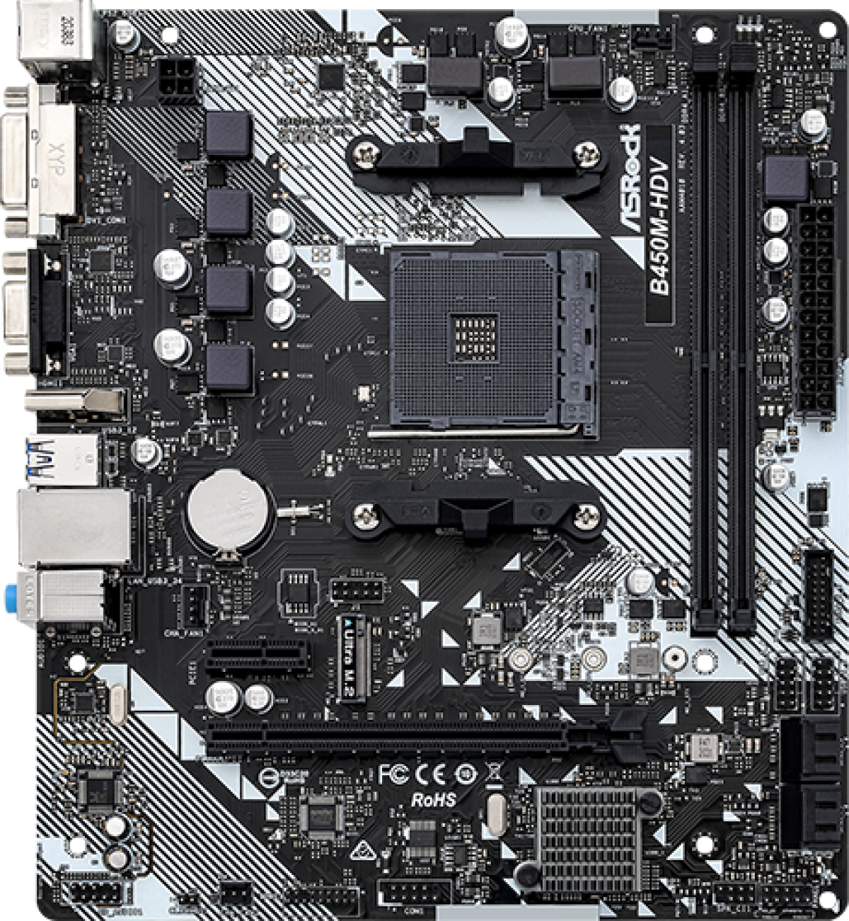 Дънна платка ASROCK B450M-HDV R4.0 - AM4, 2 x DDR4 DIMM слота, Максимален капацитет на паметта до 64 GB, Micro ATXна ниска цена с бърза доставка - BestPC.BG