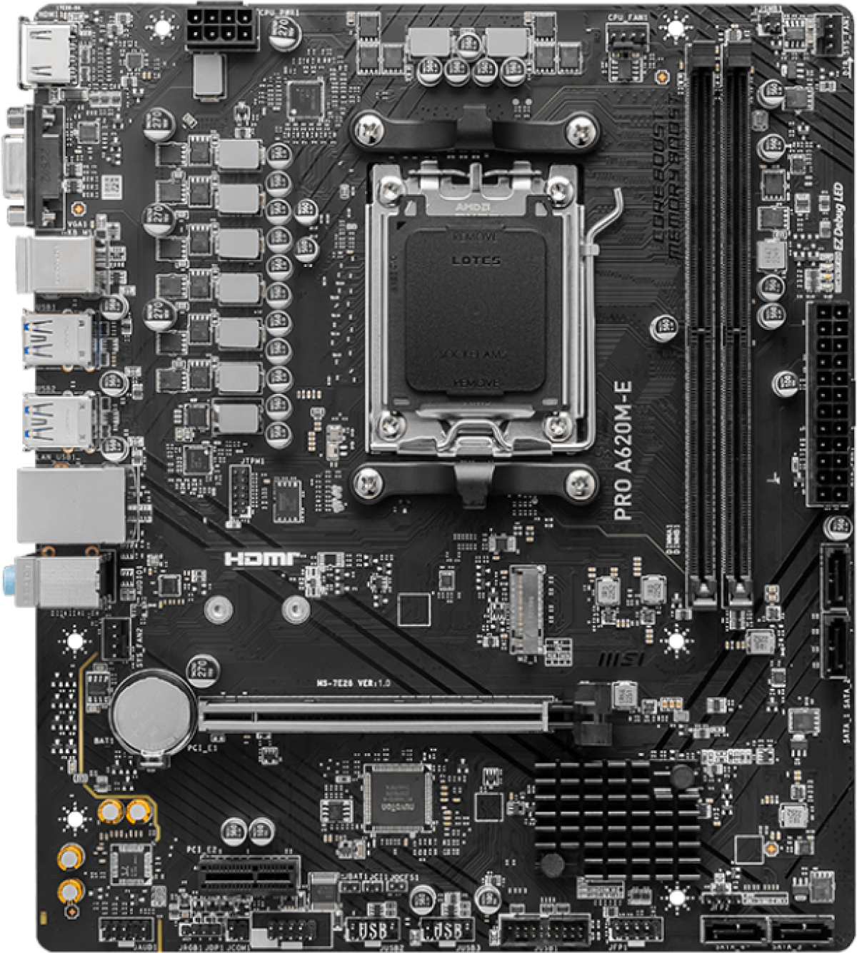 Дънна платка MSI PRO A620M-E AM5 2xDDR5 mATX HDMI VGA USB MBна ниска цена с бърза доставка - BestPC.BG