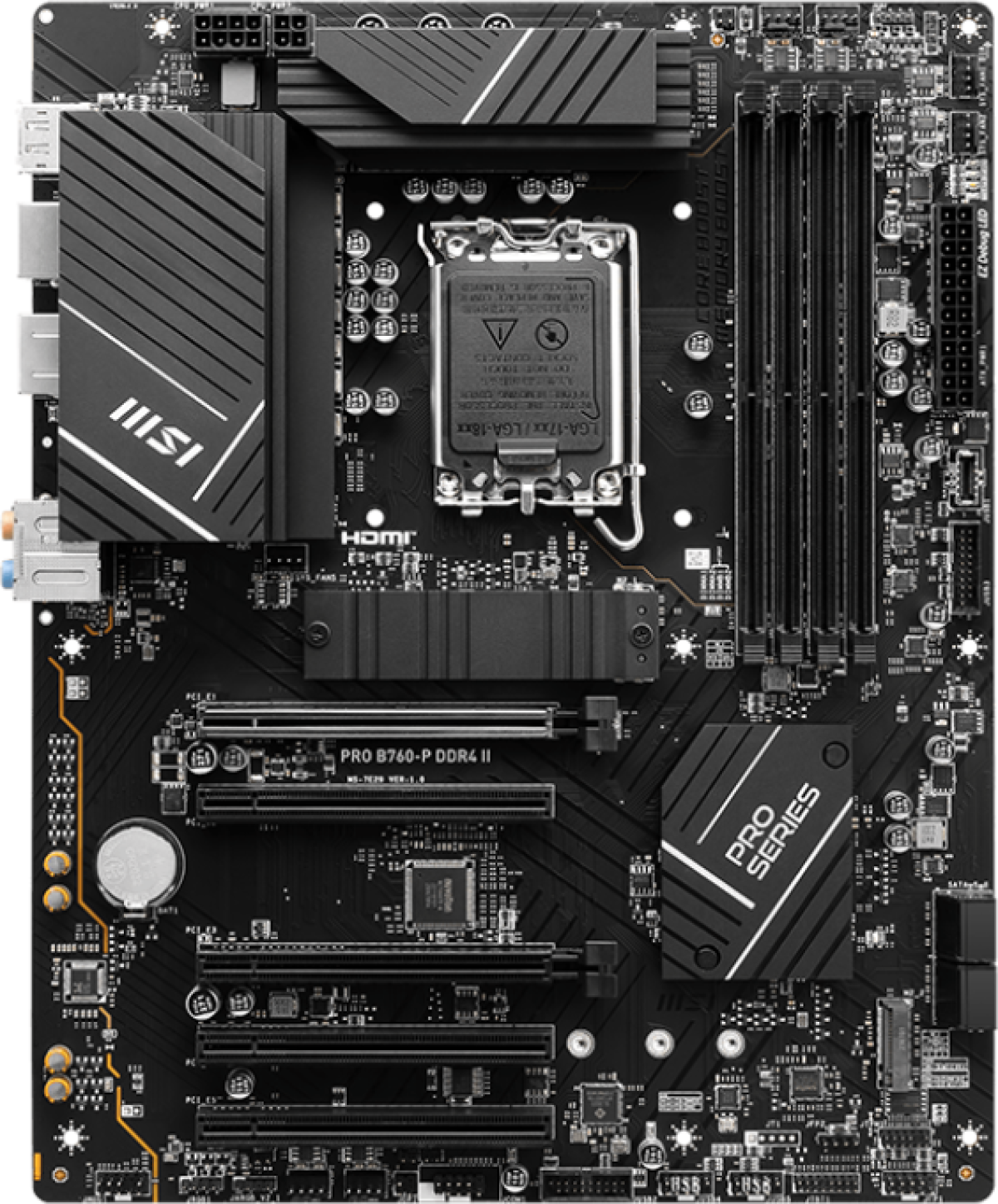 Дънна платка MSI PRO B760-P DDR4 II DDR4 LGA1700 4xDDR4 ATX HDMI DP MBна ниска цена с бърза доставка - BestPC.BG