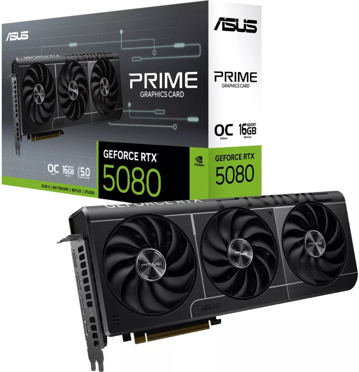 Видеокарта Asus Prime GeForce RTX 5080, 16GB GDDR7, 256-bit, 2685 MHz, 16-pin PCIe Gen 5, 7680 x 4320, 3x Native DP 2.1b, Native HDMI 2.1bна ниска цена с бърза доставка - BestPC.BG