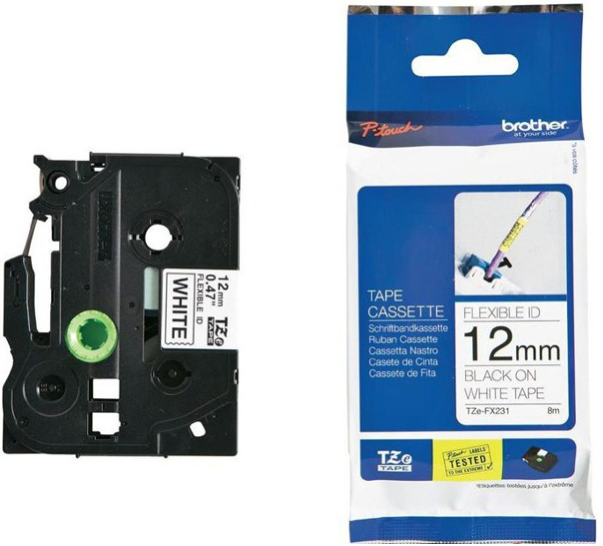 Касета за етикетен принтер ЛЕНТА ЗА ЕТИКЕТНИ ПРИНТЕРИ BROTHER ТИП TZE FLEXI - 12 mm BLACK ON WHITE FLEXIBLE ID - PNTZEFX231на ниска цена с бърза доставка - BestPC.BG