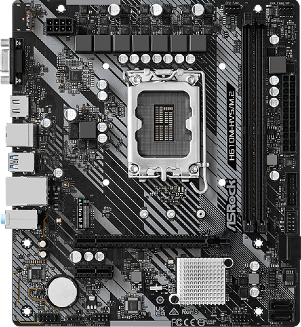 Дънна платка ASROCK H610M-HVS-M.2 LGA1700 4x DDR4 DIMM HDMI D-Sub 1xPCIe 4.0 x16 1xPCIe 3.0 x1на ниска цена с бърза доставка - BestPC.BG