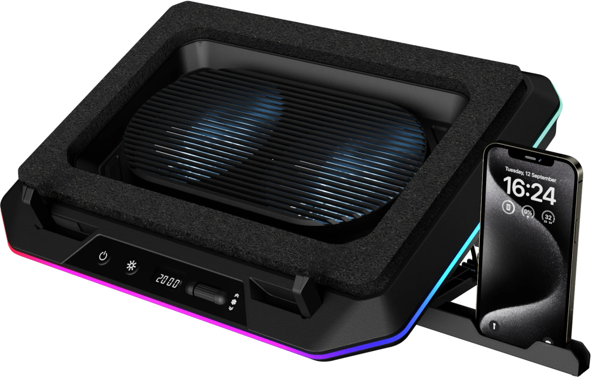 Подложка за мишка Gamdias Охладител за лаптоп Gaming Notebook Cooler 19" - AETHER P1 - USB-C-A Hub, RGB, Phone Standна ниска цена с бърза доставка - BestPC.BG