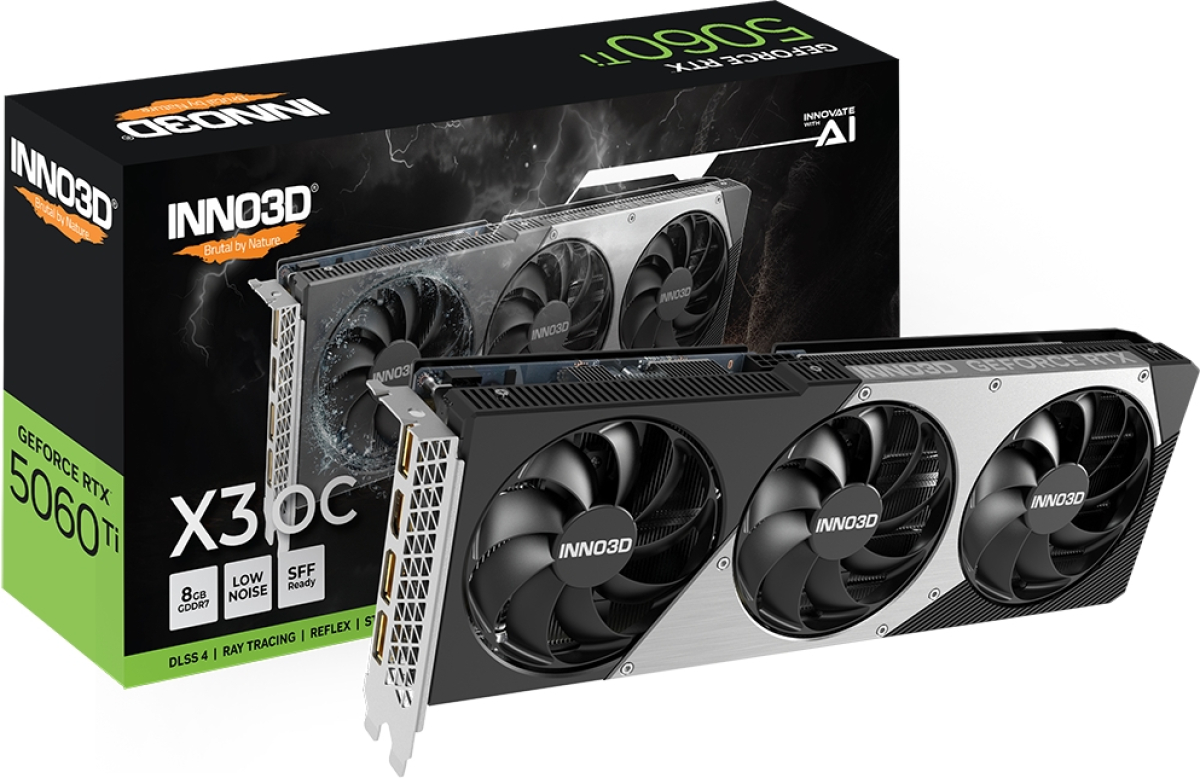 Видеокарта Inno3D GeForce RTX 5060 Ti 8GB GDDR7 X3 OCна ниска цена с бърза доставка - BestPC.BG